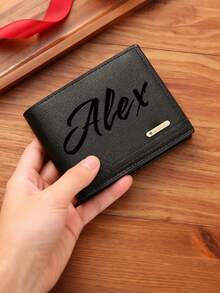 1pc Personalized Men's Wallet, Father's Day Gift, Customized With Photo And Name, Men's Birthday Present, Personalized Gift, School Supplies - Multicolor - View 3