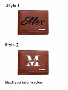 1pc Personalized Men's Wallet, Father's Day Gift, Customized With Photo And Name, Men's Birthday Present, Personalized Gift, School Supplies - Multicolor - View 6