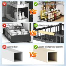Organizador de 2 Niveles Bajo Fregadero de Cocina, Organizadores de Cocina ExtraíBles de y Organizador Multiusos,cajón Deslizante Metal, Especieros - Negro - Ver 7