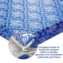 Mercury Textil Ga trải nệm cho nệm kích thước 90/105/135/150x190cm. Chất liệu polyester in họa tiết hoa trắng, có khóa kéo, siêu mềm, chống co rút, bảo vệ nệm. Dễ dàng lắp đặt, bền, mềm mại và thoải mái. 100% polyester. ✅ Giao hàng trong 24/48 giờ đến Tây Ban Nha lục địa ✅ Giao hàng nhanh - Màu xanh lam - Xem 2
