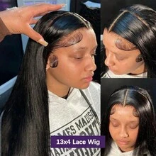 NATAN 16/20/24/28 tum lång rak syntetisk hårförlängning 1 st 4-clips V-formade hårförlängningar för kvinnor dagligen och festbruk högtemperaturfiber mors dag present - Natur & Svart - Visa 6