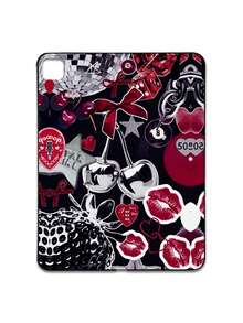 Y2K Baddie Collage iPad哑光黑保护壳，饰有复古迪斯科球、樱桃、红唇、豹纹、蝴蝶结、爱心锁图案，iPad保护套 - 黑色 - 查看 33