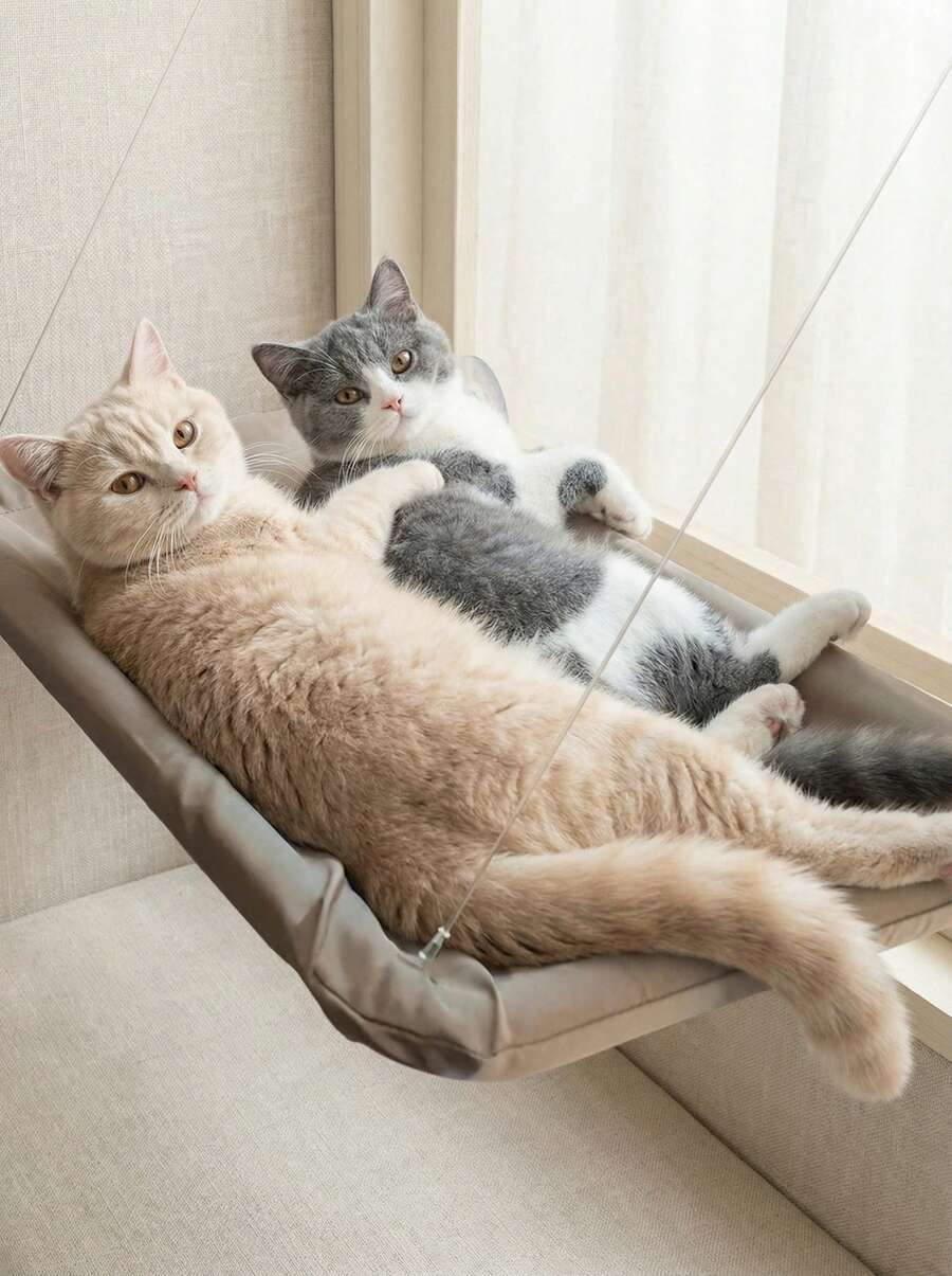 PETSIN 1 件装猫吊床悬挂式猫床窗户宠物床适用于猫小型犬阳光窗座安装架带毯子承重 5 公斤宠物配件