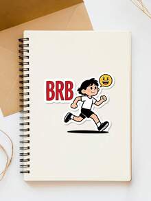 1pc BRB Funny Sticker - Cartoon Character Running Design, Add Personalized To Your Helmet, Laptop, Notebook Or Water Bottle! - Multicolor - View 3