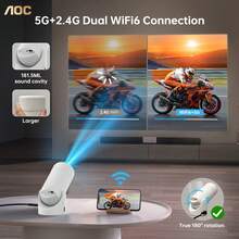 [A New Portable Projection Experience] AOC Mini Projector: Full HD 4K Support, 180° Rotation Adjustment, 8000 Lumens High Brightness, Dual WiFi And Bluetooth Connectivity, Automatic Vertical Keystone Correction, And Direct Smartphone Connection For A  Of Home Theater. - 查看 6