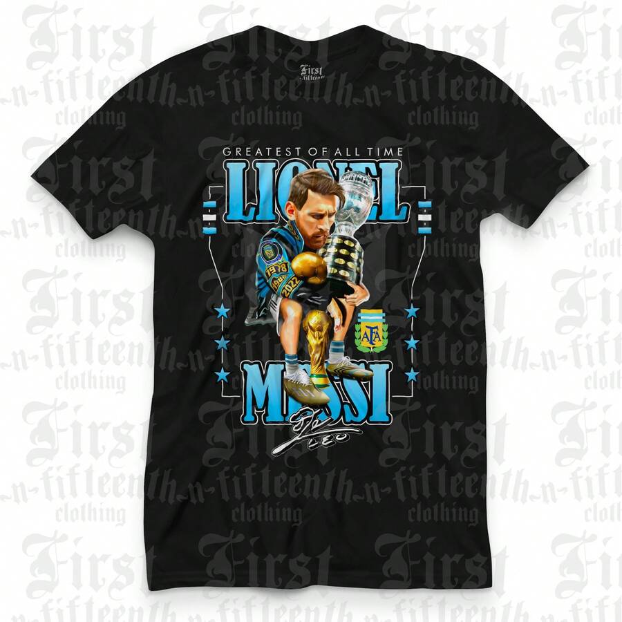 Lionel AMessi Toon Shirt Argentina National Football Soccer FREE SHIPPING - 黑色 - 查看 1