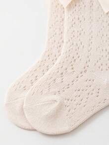 3双网眼蝴蝶结腿套，婴儿/幼儿袜，甜美公主风防蚊袜 - 彩色 - 查看 4