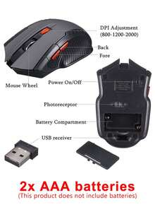 2.4G无线磨砂机械游戏鼠标 | 无线鼠标，电池供电，独特炫酷的USB笔记本/台式电脑无线鼠标，轻巧便携（不含电池） - 彩色 - 查看 4