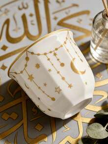 1 Stück Keramik Kaffeebecher mit Gold Mond- und Sternmuster, 180ml/250ml Fassungsvermögen, orientalischer Teebecher, geeignet für Tee, Espresso, Latte, Cappuccino, Milch, Saft, ideal für Zuhause, Küche, Restaurant, Café, Geschenk zu Feiertagen - Verschiedenfarbig - Übersicht 9