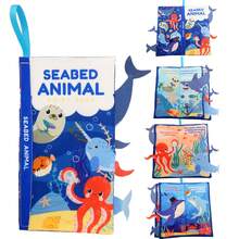 适合幼儿的动物尾巴布书，带发声纸，感官学习玩具，适合1岁以上宝宝，柔软的布书玩具，送给男宝宝和女宝宝的礼物 - 彩色 - 查看 14