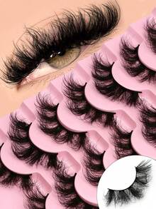 8 Pairs Cat Eye Lashes Natural Cross Volume Faux Mink Eyelashes Fluffy Soft Eyelashes Thick Dramatic False Eyelashes Glam Volume Fake Lashes,Beginner-Friendly,Suitable For Any Occasion - Black - View 1