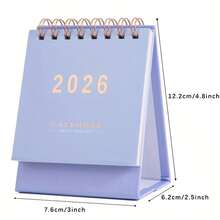 Calendario mini 2026 - Planificador mensual y semanal, papel de 250 g/m², con espiral, adecuado para la organización del hogar u oficina, calendario de escritorio de oficina - Morado - Ver 3