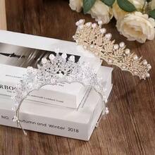 1件优雅银色合金婚礼皇冠，适合女士婚礼、派对、生日配饰 - 銀色 - 查看 3