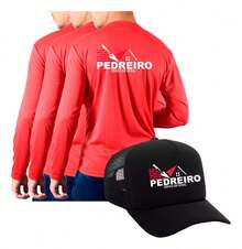 Kit 3 Camiseta Para Pedreiro Com 1 Boné Trabalho Uniforme - Vermelho - Visão 2