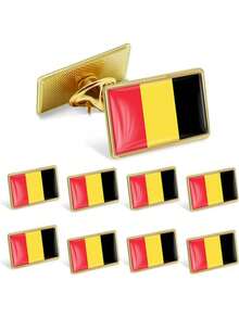 8件套 各国国旗金属方形徽章胸针配件