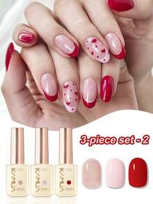 KAMUA 3支裸粉色凝胶指甲油套装，12毫升透明水晶法式美甲凝胶指甲油套装，UV/LED固化凝胶指甲油，适合圣诞节、婚礼、情人节美甲和DIY居家美甲护理 - 彩色 - 查看 9