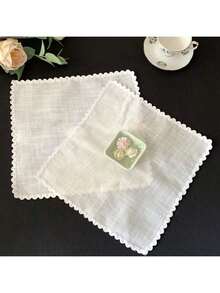 1/2/6/10 قطعة مناديل من ألياف الخيزران مع تطريز دانتيل متموج، مناسبة لتزيين طاولات الزفاف والحفلات والأعياد والأعياد الميلاد - متعدد الألوان - مشاهدة 3