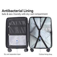 20/24-Inch Premium Hard-Shell Carry-On + Checked Luggage Set (With USB Combination Lock) - Pop-Up Aluminum Telescopic Handle, Multi-Directional Wheels, Laptop Compartment Pocket, High-End Stylish Durable Hard-Shell Suitcase, Ideal For Travel And Business - Graphite - View 8