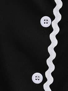 男士絲滑緞面睡衣套裝 短袖短褲款 白色波浪邊輕奢設計 舒適居家睡衣套裝，節日，情人節，女友男友愛人送禮優選 - 黑色 - 查看 5