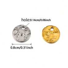 10pcs 8-12mm Gold Stainless Steel Round Embossed Pendants, For DIY Necklace Bracelet Earring Jewelry Making - Pendants - View 5