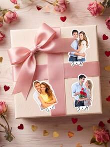 4/12/24pcs Personalized Photo Gift Stickers, Customize Photo And Text,Custom Coffee Cup Stickers With Picture And Text, Design Your Own Stickers , Custom Logo Mug Stickers , Personalized Gift For Mom Or Dad - Multicolor - View 3