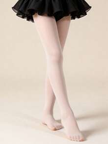 1pc Children's White Stirrup Tights, Breathable Ballet Socks For Girls - White - View 5