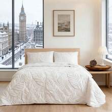 3 Pcs Bed Comforter Set,Queen Comforter Set,Edredones Para Cama Queen Size Quilt Bedding Set,As A Gift,White Lightweight Microfiber Quilt,Modern Geometric 3-Piece Set(1 Quilt+2 Pillow Shams) Queen/Full 90''X96'' Soft Skin-Friendly Xmas Holiday Bedding For Bedroom Decor - 白色 - 查看 6