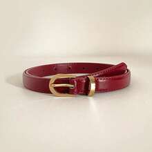 One Red PU (Polyurethane) Leather Casual Vintage-Inspired Elegant Women's Belt, Perfect For Everyday Wear, Work, Dating, Pairing With Jeans, Trousers, Skirts, Fall/Winter/Summer, School, Autumn, And Halloween. One Cubic - 彩色 - 查看 2