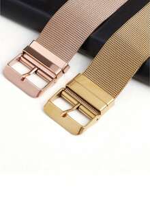 0.4mm Ultra-Thin Stainless Steel Milanese Watch Band, Fashion Minimalist Style Suitable For Summer Daily Wear, Fits Various Watch Models, Can Be Used As Graduation, Birthday, Holiday Gift, Quick Release Design, 20mm 22mm - Gold - View 6