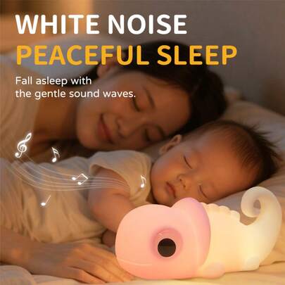 1pc Lizard LED White Noise Night Light, RGB Sleep Night Lamp With 5 Natural Sound Effects, Color Changing, Sleep Timer And USB Charging, Soothing White Noise Generator, Baby Light For Improved Sleep And Relaxation