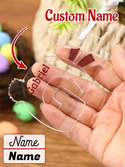 Custom Name Easter Letter Ornament, Personalized Bunny Initial Hanging Decor For Easter Baskets And Home Display, Festive Spring Gift Idea, Customized Alphabet Tag Keepsake, Customizable Easter Decoration For Seasonal Celebrations And Thoughtful Gift