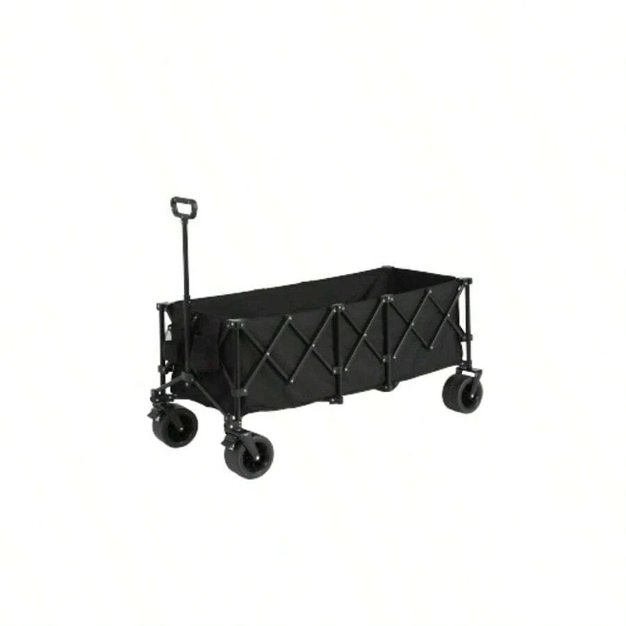 Break 220 LB Folding Extension, Heavy-Duty 300-Liter Folding Multi-Functional Garden Cart With Large All-Terrain Beach Wheel And Drink Holder. Blake - Black - View 1