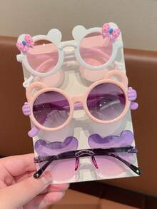 1/2/3/6Pcs Boy Girl Cute Bear Frame Bowknot Kids Children Fashion Glasses Eyewear,Card Only Show,Don't Shipping - Multicolor - View 7