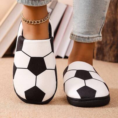 Casual Football Style Slippers, Cartoon Fabric Comfortable Indoor/Outdoor Wear, All Season