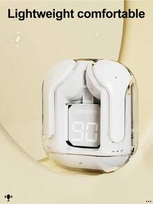 1副透明TWS无线蓝牙耳机，立体声无线耳塞，LED电量显示，Type-C充电盒兼容所有智能手机，适用于游戏、音乐、户外/商务活动，成人适用，电容式麦克风，150mAh可充电电池，锂离子聚合物电池 - 均碼 - 查看 7