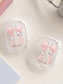 1 Pair Bowknot Rabbit TPU Bluetooth Earphone Protective Case With Cute Cartoon Star Pattern, Compatible With Airpodsmax/Airpodsmax 2 Over-Ear Headphones, Minimalist Creative Cover (Earphones Not Included) - Clear - View 3