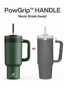 Meoky Bình nước bằng thép không gỉ 40oz có tay cầm, cốc cà phê du lịch cách nhiệt bằng thép không gỉ với ống hút 2 trong 1 và nắp chống rò rỉ, có thể rửa bằng máy rửa chén, dùng được cho cả đồ uống nóng và lạnh, hoàn hảo cho giá đỡ cốc trên ô tô, nhà, văn phòng, du lịch, hoạt động ngoài trời và làm quà tặng. - xanh quân đội - Xem 5