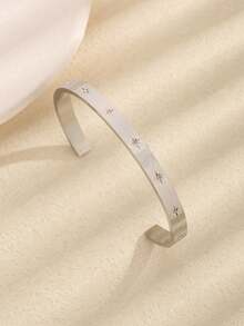 1pc Plated Gold Rhinestone Fashionable Starburst Bracelet For Women, Minimalist Design, Suitable For Daily Wear - Steel Color 8 - View 14
