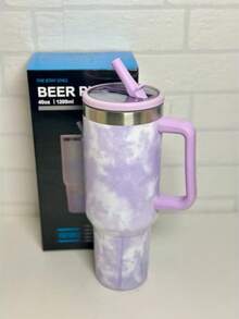 Large 1200ml Capacity, Ideal For Those Who Drink A Lot Of Water. Stainless Steel Material, Keeps The Temperature For Longer. With Straw And Lid, Practical For Drinking Without Spilling. Side Handle, Easy To Carry. Gradient Design In Pastel Colors, Modern And Stylish. Perfect For Work, Gym, Travel And Car. - 紫丁香色 - 查看 1