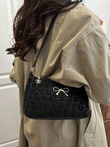 Mini Geometric Pattern Square Bag With Coin Purse, Classic Women's Crossbody Bag With Hanging Purse, Women Bag With Dime Bag - Black - View 3