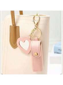 1pc Leather Lipstick Holder With Heart-Shaped Mirror, Women Makeup Keychain.Heart-Shaped Mirror Decor Red Packet, Multi-Color Women Makeup Bag, Heart-Shaped Bag Decor Fashion Keychain Pendant, Wallet, Handbag, Bag Accessories, Cosmetic Bag, Cosmetic Bag, Cosmetic Bag, Cosmetic Bag, Cosmetic Storage Bag, Travel, Cosmetic Pouch, Bag, Vanity, Cosmetic Pouch, Travel Essentials, Cosmetic Bag, Travel Essentials, Vanity Accessories, Small Cosmetic Bag, Cosmetic Pouch - Nhiều màu - Xem 3