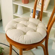 1PC~4pcs Beige Canvas Regenerated Cellulose Thick Cushion, Circular Cushion, Seat Cushion, Chair Cushion - Beige - View 10