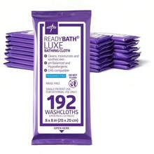 ReadyBath LUXE Extra Thick Adult Bath Wipes, 192 Wipes 8 Wipes, 24 Packs, Unscented, No Rinse Formula With Aloe, Shower Wipes For Sensitive Skin, Hypoallergenic Body Wash Wipes, 8 X 8 Inch - B00839TOCU - 查看 5