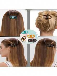 1个女士亚克力豹纹磁性防滑发夹，强力夹持不伤发，休闲百搭造型工具，适合日常使用 - 彩色 - 查看 6