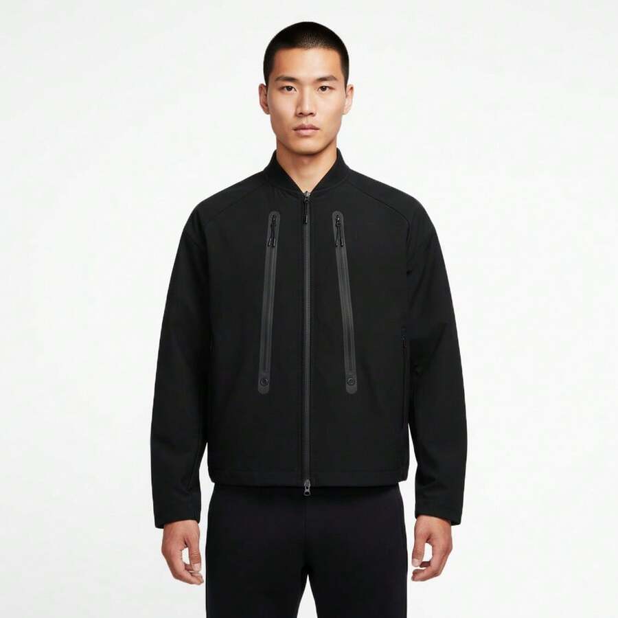 Nike 男士 AS M NK TECH SHORI 针织棒球领夹克 IO0678-010 - 黑色 - 查看 1