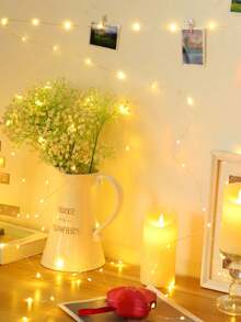 1卷LED铜线灯串，暖白光、冷白光及多种颜色可选，柔韧可弯曲，细铜线隐蔽性好，适用于房间、客厅装饰、圣诞节、万圣节、感恩节、生日派对、婚礼、花园照明，营造温馨浪漫的氛围（不含电池）