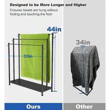 Extra Large Free Standing Towel Rack With Metal Storage Shelf And 6 Hooks For Bathroom 3 Tiers Heavy Duty Blanket Drying Stand Holder For Outdoor Pool Bedroom Living Room Black - 黑色 - 查看 2