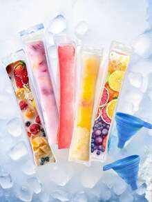 100pcs Transparent Disposable Ice Pop Bags, Household Sealed Ice Pop Mold Bags, Low Temperature Resistant Ice Pop Bags, Freezer Bags, Suitable For Making Juice, Soda, Fruit, Yogurt, Ice Cream - Multicolor - View 1