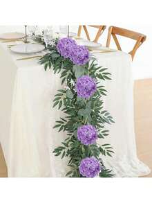 6pcs Artificial Hydrangea Flowers, Silk Hydrangea Flowers, Fake Plants, Home, Restaurant, Living Room, Outdoor Garden Decor, Floral Arrangement, Photography Props, Autumn, Spring, Vase, Flower Wall, Wreath, Bridal Bouquet, Wedding Decoration, DIY Wreath Materials, Birthday Party Decor, Home Decor Accessories, Valentine's Day - Purple - View 2