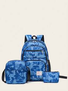 3pcs/Set Fashionable Tie-Dye Cartoon Backpack Set, Versatile & High Capacity - Multicolor - View 11